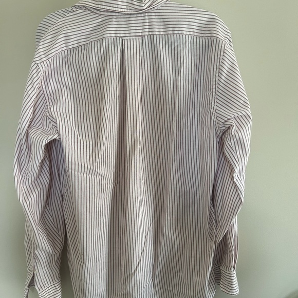 Lands’ End Men’s Oxford Stripe Button Down Shirt | Size 16-35 | White & Burgundy - Picture 4 of 4